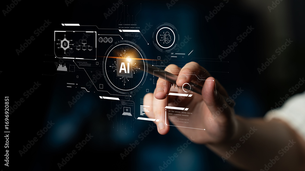 Ai Computer Interface AI interface showing how artificial intelligence powers systems. AI ...