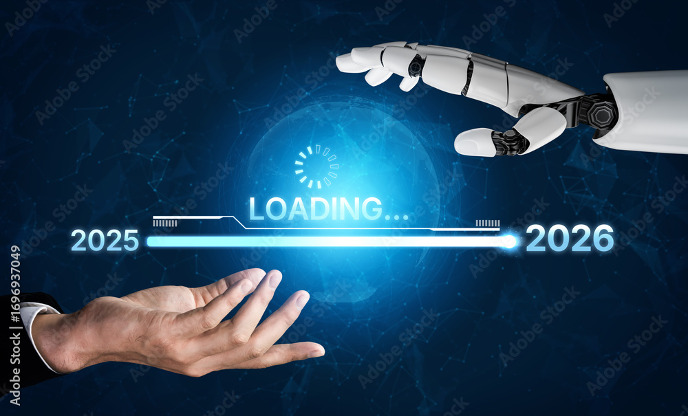 AI visualizes the transition from 2025 to 2026 using smart progress ...