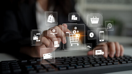 Wall Mural - Omni-channel strategies improve customer experience with brand integration and unified marketing across digital platforms and channels. Latch