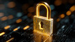 © Daniel - Phishing protection and fraud cybersecurity, A glowig security padlock displayd on a digital screen for ybersecurity themes.