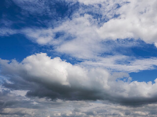Wall Mural - Blue cloudy sky. Nature background for design. Cloudscape.