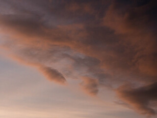 Wall Mural - Calm cloudy sunset sky with pale red colors. Nature background for design.