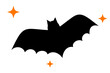 © Monika Jurczyk - Halloween bat silhouette with sparkling stars on white, isolated background. Spooky vector graphic for autumn holiday decor, crafts, and seasonal design projects. High resolution PNG