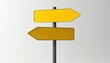 © miss irine - Two blank yellow road signs with directional arrows on a metal pole. Isolated on white background. Signage concept for wayfinding navigation direction choice.