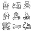 © Дар'я Солтис - Loader glass bin conveyor sorting icon waste compactor industrial metal vector recycling