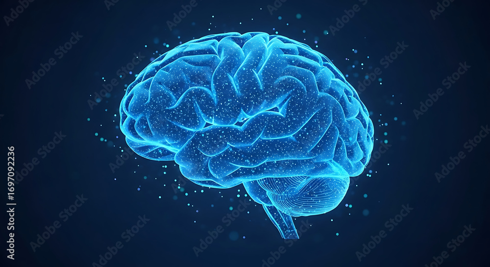 Human brain digital illustration ai artificial intelligence neural ...