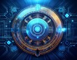 © Karina - digital blueprint of a gear design in futuristic technology style