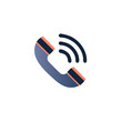 © FryArt - Blue phone handset icon with waves. Symbol for call center, support service, or customer communication