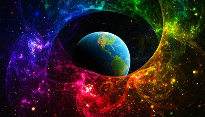 vibrant cosmic portal unveiling earth within star clusters and nebulas