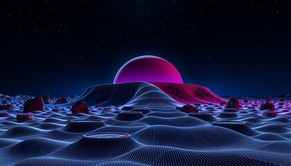 Wall Mural - Neon Fantasy Alien Landscape