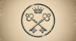 © Hamza - Ornate crest with crossed keys and crown on aged parchment texture