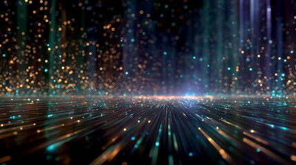 Wall Mural - cosmic sparkle: glimmering particles dance and cascade in a mesmerizing display, creating a vibrant 