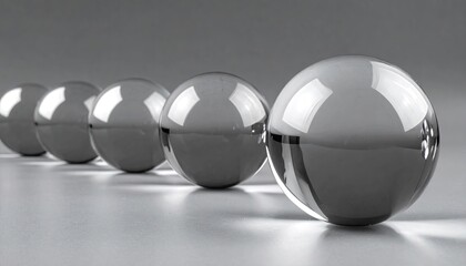 Reflective Chrome Spheres on Gray Surface