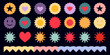 © Ratan - A vibrant collection of playful graphic elements including stars hearts smiley faces and sun shapes against a dark background