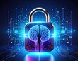© Syafiq Rahman - Padlock with a brain inside, surrounded by glowing circuits, symbolizing data protection and intellectual property security.