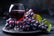© Ibnu - Red wine glass beside a bunch of grapes