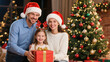 © Hamid - A family portrait set against a beautifully decorated Christmas tree. Christmas, Christmas Tree, Merry Christmas, Christmas Background, Christmas Lights