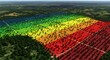 © arozzmer - Aerial remote sensing technology displays colorful environmental data over a forest, crucial for ecological analysis and sustainable resource management