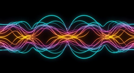 Colorful neon lines abstract wave pattern