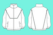 © MdAmirul - Men's Activewear Zip Through High Neck Jacket Fashion Flat Sketch CAD Mockup Template.