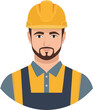 © raharjo007 - Man in overalls and yellow hard hat for construction, engineering, industrial, and work safety themes in business presentations or promotional materials.