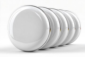 White round pinback buttons metallic trim image