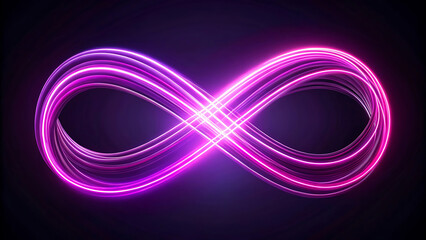Wall Mural - Neon Purple Light Ribbons Infinity Spiral Futuristic Glow Abstract Background Digital Illustration Concept  