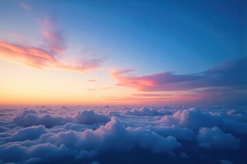 Wall Mural - A serene landscape of a fading blue sky at twilight, soft clouds drifting across the horizon, peaceful and tranquil atmosphere ,  vibrant,  day