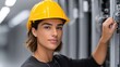 © Oleksandr - Female technician in safety helmet works diligently on server racks in a modern data center during daylight hours enhancing system performance and security