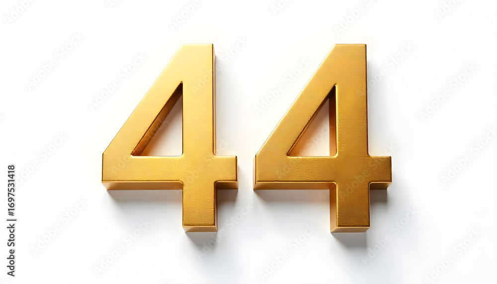 44 number made of gold metal isolated on white background Stock Photo ...