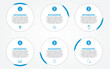 © CSE20 - Business infographic with circular white diagram and 60-degree blue border | Marketing representation with 6 steps or option with timeline and icon web, presentation