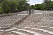 Stone-built open-air auditorium at Independence Viewpoint Park in Guadalajara, Jalisco, surrounded by lush greenery.