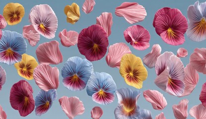 Naklejka na meble Colorful flower petals, light blue background