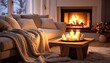 © bayu - Cozy living room by fireplace
