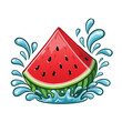 © cloud7days - Watermelon splash Colorful Vector in Adorable Comic Style with Expressive Lines.