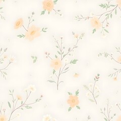 Naklejka na meble Seamless vintage floral pattern with pink blossoms and green leaves