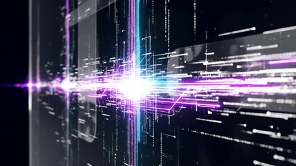 Abstract technology background with neon lights and data streams, a futuristic digital network