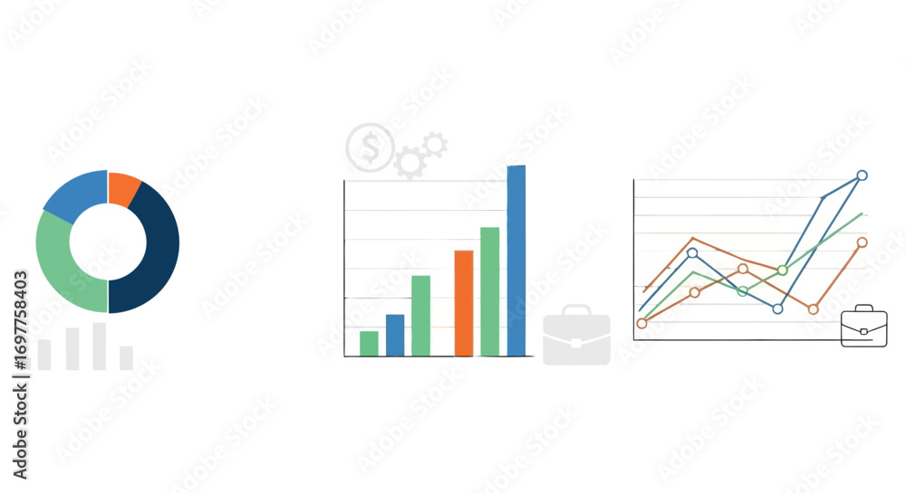 Colorful circular pie chart showing data breakdown alongside growing ...