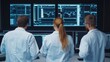 © Intelligent Horizons - Digital display analytics and data visualization during a brainstorming session with a manufacturing team in a modern office workspace  The team is collaborating and discussing strategies solutions