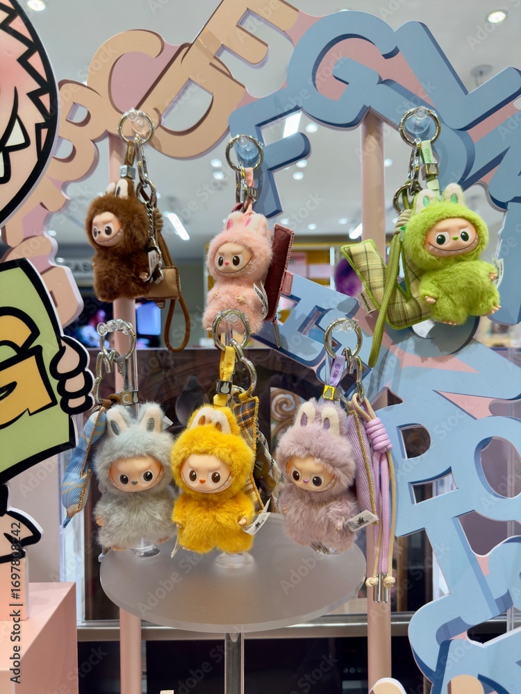 Portland, OR - September 10, 2025. Many colorful Labubu plush toy ...