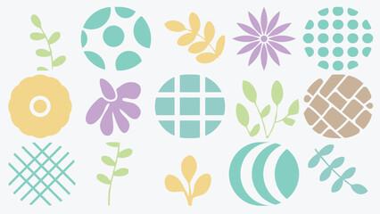 Wall Mural - Abstract minimal element mid century vector set. Aesthetic contemporary organic shape, hand drawn botanical, flower,  leaf, floral. Natural Art form design for wall art, decoration.