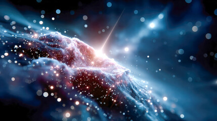 Cosmic scene of glowing nebula and bright starlight in deep space