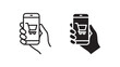 © Mohsin - Vector art of hand holding smartphone with shopping cart icon, representing online shopping and ecommerce