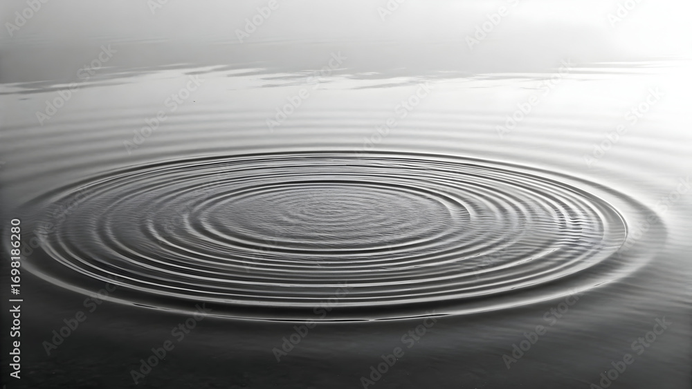 Cocentric Ripples Monochrome concentric water ripples spreading across a dark gray ...