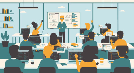 Programming Class Instructor Teaching Students Software Development Skills