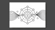 © gapaparis - Digital Security Icon: A minimalist graphic representation of digital security, depicting a shield icon with a padlock at its center, surrounded by interconnected nodes and data flow lines.