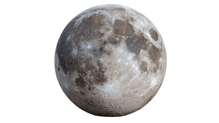 Wall Mural - Full Moon Close Up, Detailed Lunar Surface, Grey and Silver Hues, Transparent Background
