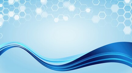 Abstract blue wave with hexagonal pattern and bokeh lights