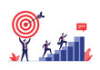 © Salah - Businessmen achieving success through strategic goal setting and consistent progress on a rising career ladder