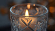 © Emdaduol - Transparent glass candle holder with flame for elegant minimalist decorative stylish modern cozy interior design